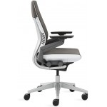 Steelcase Gesture Office Chair Cogent: Connect Graphite Fabric Shell Back Light on Light Frame Polished Aluminum Base
