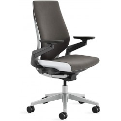 Steelcase Gesture Office Chair Cogent: Connect Graphite Fabric Shell Back Light on Light Frame Polished Aluminum Base