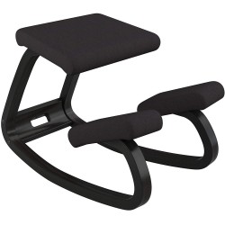 Varier Variable Balans Original Kneeling Chair Designed by Peter Opsvik Black Revive Fabric with Black Ash Base
