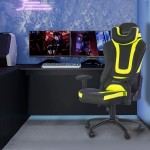 Video Gaming Chair Racing Recliner Ergonomic Adjustable Padded Armrest Swivel High Back Footrest Headrest Lumbar Support PU Leather Breathable Seat Cushion Home Office Massage