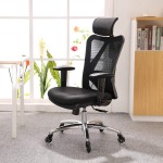 XUER Ergonomic Office Chair Mesh Computer Desk Chair with Adjustable Sponge Lumbar Support Thick Cushion PU Armrest and Headrest High Back Swivel Home Office Task Chair for Work Black