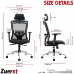 ZUERST Ergonomic Office Chair Adjustable Mesh Office Chair with Lumbar Support 3D Armrest and Flip-Up Headrest High Resilience Cushion for Sciatica Rocking Computer Chair for Home BACK01