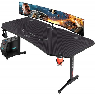 AuAg Gaming Desk 63 inch Larger Battlestation PC Computer Desk Home Office Desk Gaming Table Gamer Workstation with Full-Sized Desk Mat & Cup Holder & Headphone Hook & Powerful Cabling Management