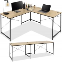 Best Choice Products 94.5in Modular L-Shaped Desk Corner Computer Workstation Long 2-Person Study Table for Home Office w Adjustable Legs 200 lb. Capacity Customizable Set Up Oak Black