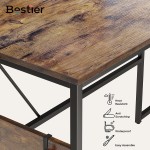 Bestier L Shaped Desk with Storage Cabinet 60 Inch Corner Desk with Hutch Home Office Computer Desk Reversible or Modern Long Study Workstation Table for 2 Rustic Brown
