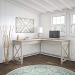 Bush Furniture Key West 60W L Shaped Desk in Washed Gray