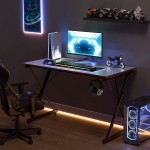 Desino Gaming Desk 47 Inch PC Computer Desk Home Office Desk Table Gamer Workstation Simple Game Table Gray