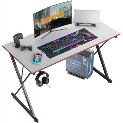 Desino Gaming Desk 47 Inch PC Computer Desk Home Office Desk Table Gamer Workstation Simple Game Table Gray