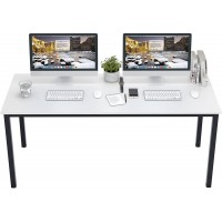 DlandHome 63 inches X-Large Computer Desk Composite Wood Board Decent and Steady Home Office Desk Workstation Table BS1-160WB White and Black Legs 1 Pack