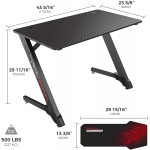 EUREKA ERGONOMIC 43 Inch Z Shaped Black Home Office PC Computer Gaming Desk Gamer Work Study Writing Table for Small Spaces One-Piece Desktop Sturdy Metal Legs with Free Mousepad EPA Certified