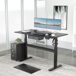 Flamaker Height Adjustable Electric Standing Desk Home Office Computer Standing Table Sit Stand Desk Workstation with Drawer 43 X 24 Inches Black