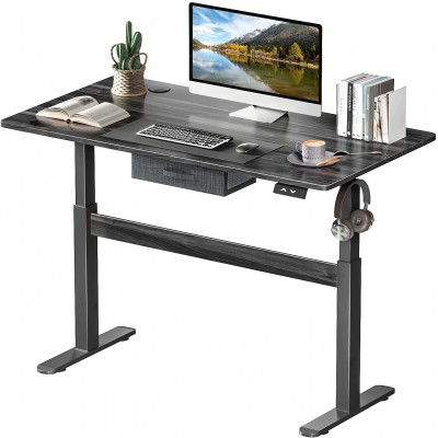 Flamaker Height Adjustable Electric Standing Desk Home Office Computer Standing Table Sit Stand Desk Workstation with Drawer 43 X 24 Inches Black