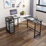 FUELEGO Home Office L-Shaped Desk with Storage Shelves Corner Computer Table Workstation