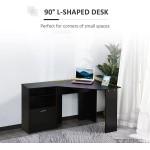 HOMCOM Computer Desk with Printer Cabinet L-Shaped Corner Desk with Storage Study PC Workstation for Home Office Black