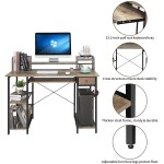 Home-Office-Computer-Desk-with-Shelves-Drawer 47" Laptop Notebook PC Coner Desk Industrial Small Desk Study Writing Table with Monitor Stand Storage for Home Office Vintage Brown