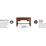 Home Styles Tahoe Aged Maple Executive Writing Desk with Two Accessory Drawers on Each Side Drop-Down Center Drawer Keyboard Tray and Antiqued Bronze Pulls