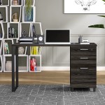 Milano 47 Inch Home & Office Computer Desk with 3 Detachable Locked Drawers Space Grey Black