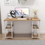 Soges Home Office Desk 55 inches Computer Desk,Storage Desk Morden Style with Open Shelves Worksation Oak DZ012-140-OK