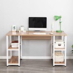 Soges Home Office Desk 55 inches Computer Desk,Storage Desk Morden Style with Open Shelves Worksation Oak DZ012-140-OK