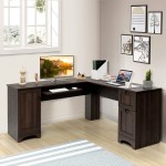 Tangkula L Shaped Office Desk Corner Computer Desk with Storage Drawers & Cabinet Home Office Desk with Pull-Out Keyboard Tray Space-Saving Computer Workstation