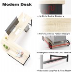 Teraves Modern L-Shaped Desk Corner Computer Desk Home Office Study Workstation Wood & Steel PC Laptop Gaming Table