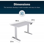 Vari Essential Electric Standing Desk 48" x 24" Height Adjustable Sit to Stand Desk for The Home Office Durable Desktop with Sturdy T-Style Legs White