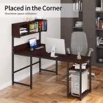 YITAHOME L-Shape Modern Computer Desk with Hutch Storage Bookshelf 2-Tier Storage Shelves 69 Inches Corner Writing Gaming Table Workstation for Home Office Walnut