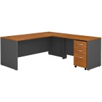 Bush Business Furniture Series C 72W L Shaped Desk with 48W Return and Mobile File Cabinet in Natural Cherry
