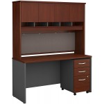 Bush Business Furniture Series C Office Desk with Hutch and Mobile File Cabinet 60W x 24D Hansen Cherry