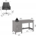 Bush Furniture Broadview Computer Desk and Chair Set 54W Modern Gray