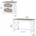 Bush Furniture Key West 2 Person Desk Set with Lateral File Cabinet in Pure White and Shiplap Gray