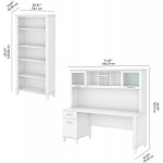 Bush Furniture Somerset 72W Office Desk with Hutch and 5 Shelf Bookcase in White