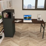 Home Office L-Shaped Computer Desk Set PC Laptop Table Storage Cupboard Cabinet