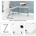 Molblly L Shaped Office Desk 51'' Corner Computer Desk with Round Corner for Study and Gaming Modern Simple Style PC Desk Home Office Desks Table Workstation for Small Spaces-White