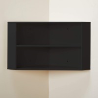 Target Marketing Systems Mid Century Modern Hanging Corner Hutch with Three Storage Cabinet 29.25" Black