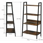 4-Tier Ladder Bookshelf Organizer Ladder Shelf Wood Board & Metal Frame Institu Ladder Shelf Decorative Ladder Decorative Shelves