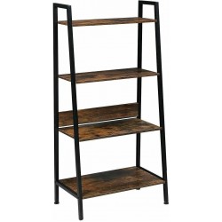 4-Tier Ladder Bookshelf Organizer Ladder Shelf Wood Board & Metal Frame Institu Ladder Shelf Decorative Ladder Decorative Shelves