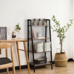 4-Tier Ladder Shelf Bookcase Simple Plant Display Rack Stand Mikalo Ladder Shelf Decorative Ladder Decorative Shelves