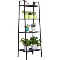 4-Tier Metal Ladder Shelf,Multifunctional Bookshelf Stand Rack Organizer Bookrack Storage Shelves for Plant Flower Books,Living Room Kitchen Office Black