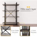 45MinST 4-Tier Vintage Industrial Style Bookcase Metal and Wood Bookshelf Furniture for Collection Gray Oak 3 4 5 Tier  4-Tier