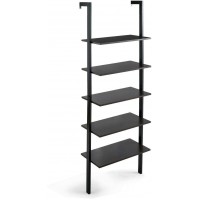 5-Tier Ladder Shelf Wood Wall Mounted Bookshelf with Metal Frame Display Shelf Institu Ladder Shelf Decorative Ladder Decorative Shelves