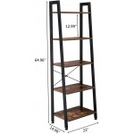 5-Tier Wood Ladder Bookshelf Organizer Storage Shelving with Metal Frame BlowN Ladder Shelf Decorative Ladder Decorative Shelves