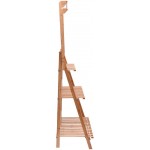 Anferstore 3-Tier Bamboo Hanging Plant Shelf,Multifunctional Ladder-Shaped Flower Pot Stand Foldable Organizer Storage Rack