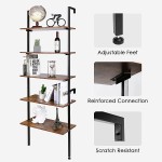 BACKH Industrial Ladder Shelf 5-Tier Bookshelf with Wood and Metal Frame Wall-Mount Bookcase Organizer Shelve Plant Stand Kitchen Shelf Cart Suitable for Living Room Bathroom Kitchen Office