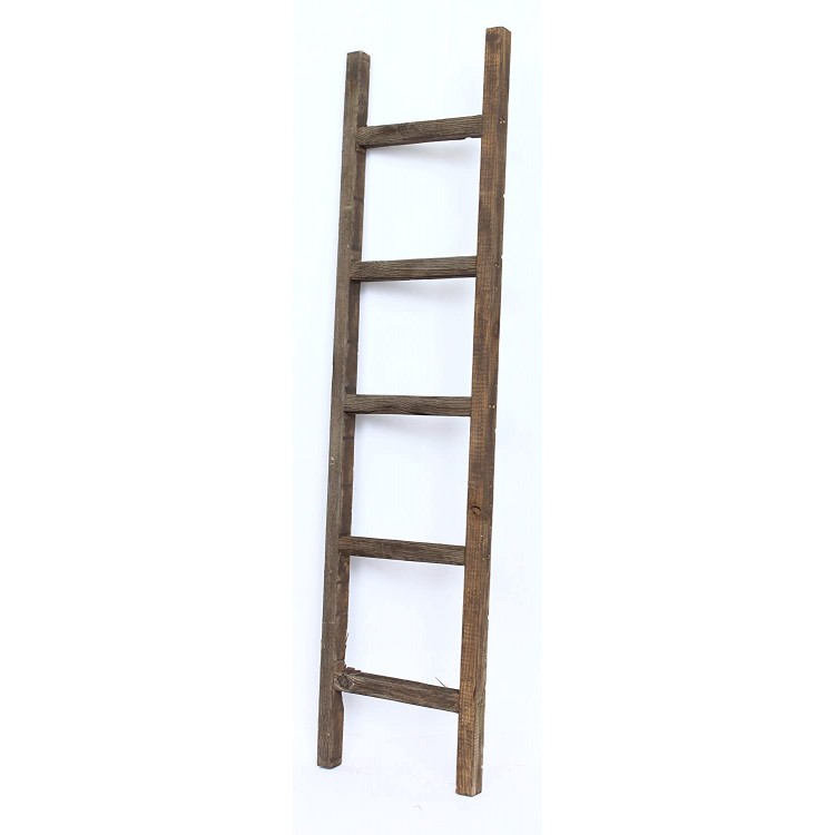 BarnwoodUSA Rustic Farmhouse Decorative Ladder Our 5 ft Ladder can be Mounted Horizontally or Vertically and is Crafted from 100% Recycled and Reclaimed Wood | No Assembly Required | Brown