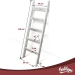 Blanket Ladder 5 ft. Premium Wood Rustic Decorative Quilt Ladder. White Vintage Wooden Decor. Blankets Holder Rack White on Brown