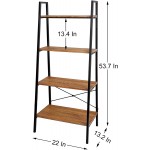 Blissun Ladder Shelf 4-Tier Bookshelf Storage Rack Shelf for Office Bathroom Living Room Honey Brown