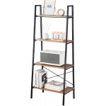 Blissun Ladder Shelf 4-Tier Bookshelf Storage Rack Shelf for Office Bathroom Living Room Honey Brown