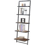 Convenience Concepts Laredo 5 Tier Ladder Bookcase shelf Natural Antique Black Frame