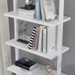 FAMAPY Ladder Shelf Leaning Shelf 5-Tier Bookshelf Against The Wall Utility Ladder Shelf Rack for Home Decor White 23.6”W x 5.9”D x 72.5”H